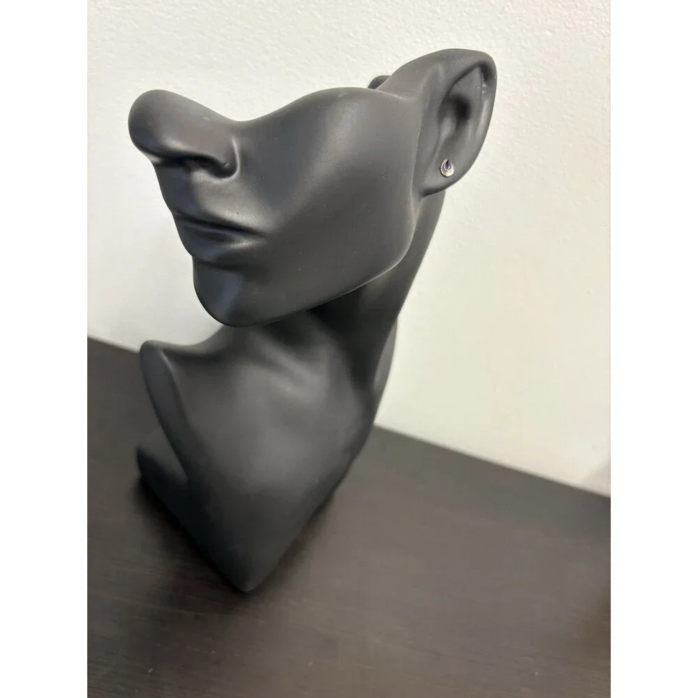 Petite 925 Solid Sterling Silver Genuine Amethyst Bezel Set Post Earrings - Picture 2 of 12